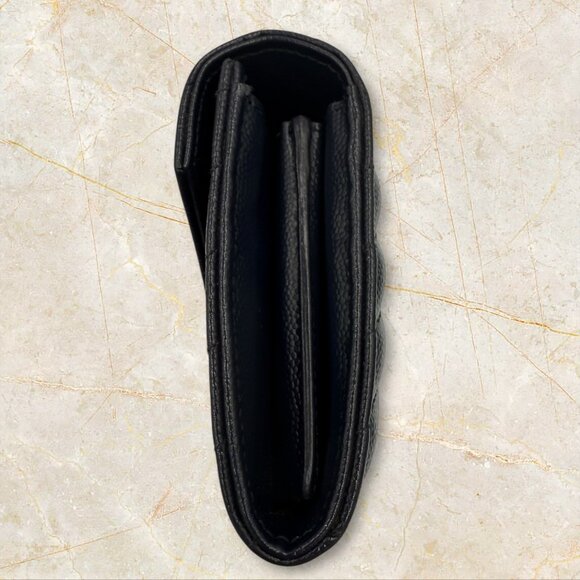 YSL Navy Monogram Flap Wallet in Grained Leather - Picture 3 of 9